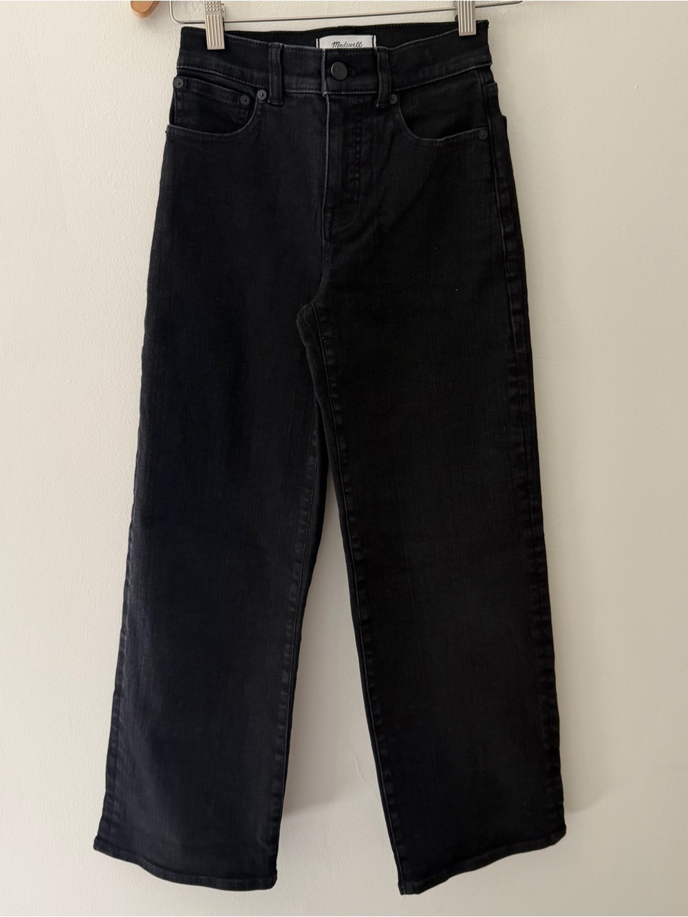Madewell Jeans Perfect Vintage Wide Leg High Rise Black Denim Size 23 Petite